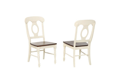 Sunset Trading - Andrews 3 Piece 42 Round Drop Leaf Dining Set In Antique White With Napoleon Chairs - DLU-ADW4242-C50-AW3PC veiw 6
