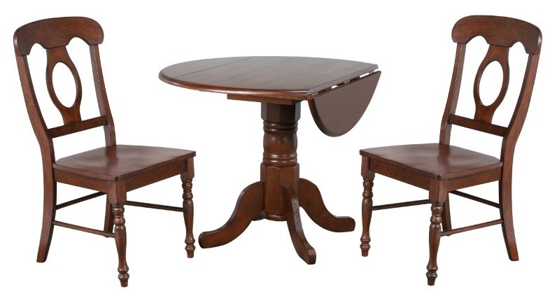 Sunset Trading - Andrews 3 Piece 42 Round Drop Leaf Dining Set In Chestnut With Napoleon Chairs - DLU-ADW4242-C50-CT3PC veiw 1