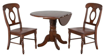 Sunset Trading - Andrews 3 Piece 42 Round Drop Leaf Dining Set In Chestnut With Napoleon Chairs - DLU-ADW4242-C50-CT3PC veiw 1