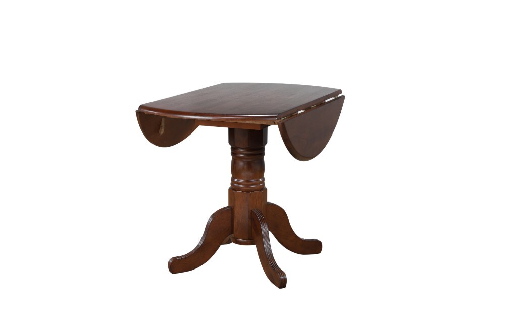 Sunset Trading - Andrews 3 Piece 42 Round Drop Leaf Dining Set In Chestnut With Napoleon Chairs - DLU-ADW4242-C50-CT3PC veiw 4