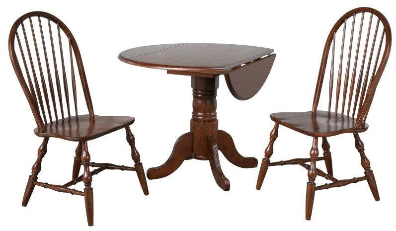 Sunset Trading - Andrews 3 Piece 42 Round Drop Leaf Dining Set In Chestnut With Spindleback Chairs - DLU-ADW4242-C30-AW3PC veiw 1