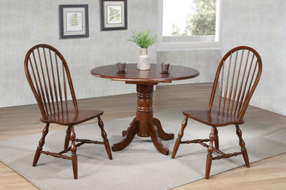 Sunset Trading - Andrews 3 Piece 42 Round Drop Leaf Dining Set In Chestnut With Spindleback Chairs - DLU-ADW4242-C30-AW3PC veiw 2