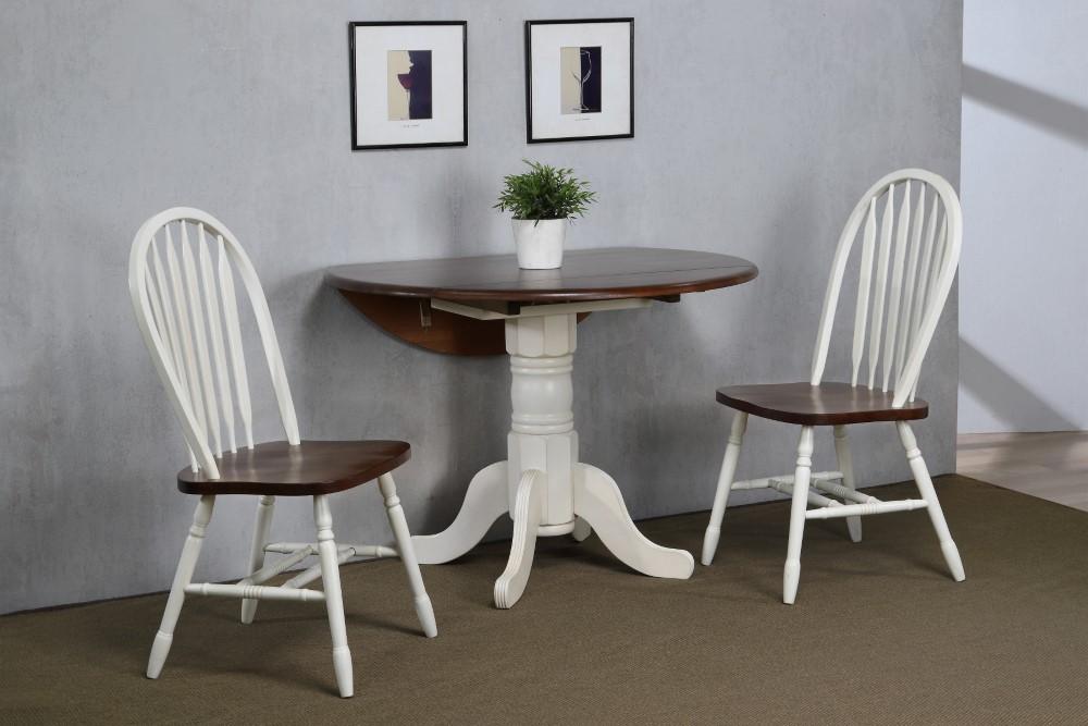 Sunset Trading - Andrews 3 Piece 42 Round Drop Leaf Dining Set With Arrowback Chairs - DLU-ADW4242-820-AW3PC veiw 3