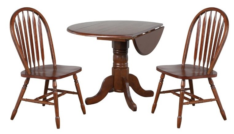 Sunset Trading - Andrews 3 Piece 42 Round Drop Leaf Dining Set With Arrowback Chairs - DLU-ADW4242-820-CT3PC veiw 1