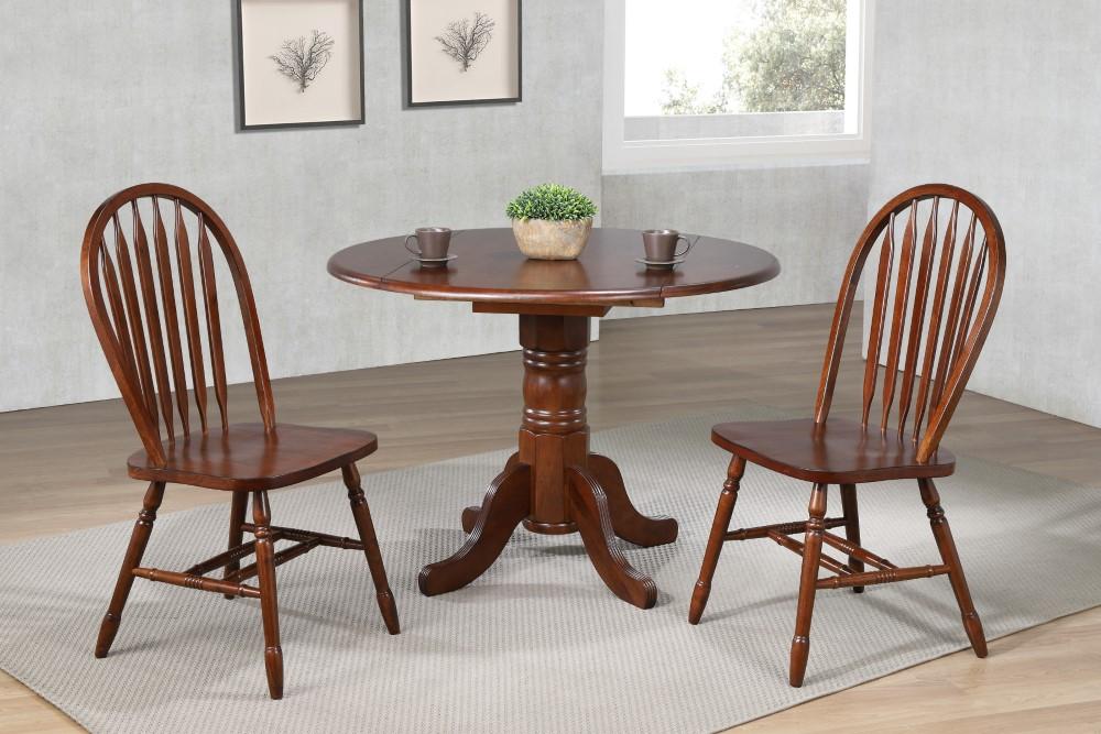 Sunset Trading - Andrews 3 Piece 42 Round Drop Leaf Dining Set With Arrowback Chairs - DLU-ADW4242-820-CT3PC veiw 2