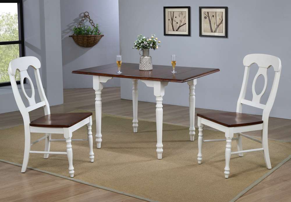 Sunset Trading -  Andrews  3 Piece 48in Rectangular Dining Set Napoleon Chairs White - PK-ADW3448-C50-AW3P veiw 2