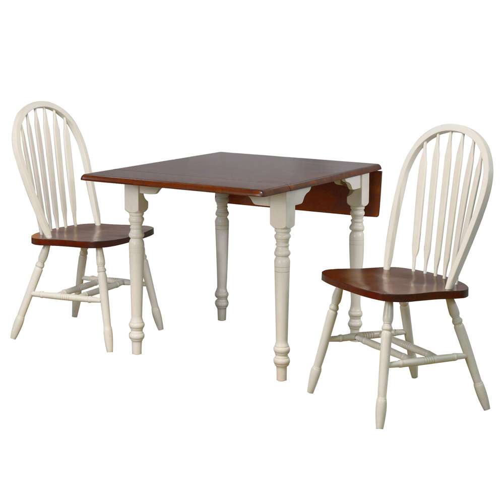 Sunset Trading -  Andrews  3 Piece 48in Rectangular Dining Set Antique White with Distressed Chestnut Brown - PK-ADW3448-820-AW3P veiw 1