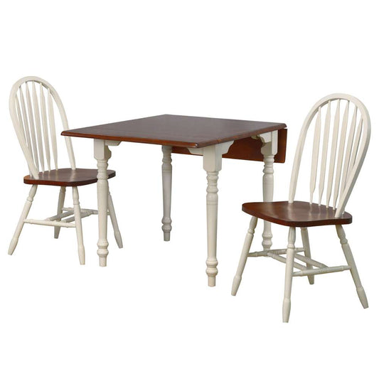 Sunset Trading -  Andrews  3 Piece 48in Rectangular Dining Set Antique White with Distressed Chestnut Brown - PK-ADW3448-820-AW3P veiw 1