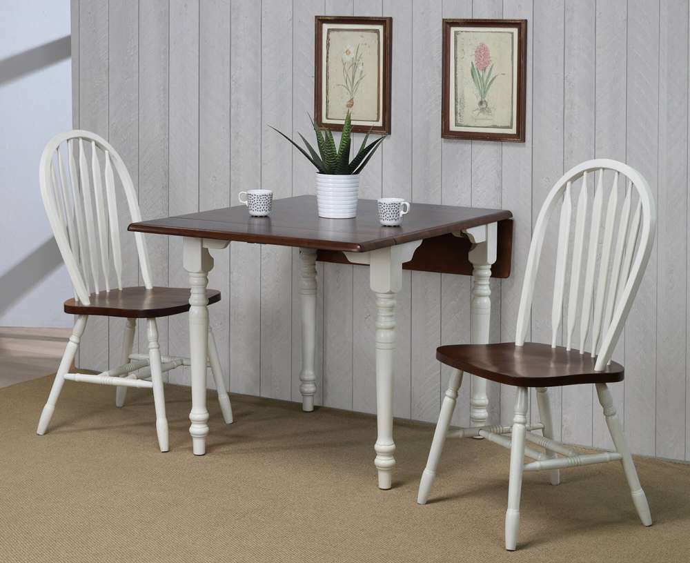 Sunset Trading -  Andrews  3 Piece 48in Rectangular Dining Set Antique White with Distressed Chestnut Brown - PK-ADW3448-820-AW3P veiw 2
