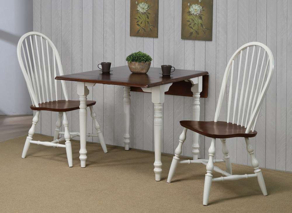 Sunset Trading -  Andrews  3 Piece 48in Rectangular Dining Set  Antique White with Distressed Chestnut Brown Spindleback Chairs - PK-ADW3448-C30-AW3P veiw 1