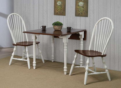 Sunset Trading -  Andrews  3 Piece 48in Rectangular Dining Set  Antique White with Distressed Chestnut Brown Spindleback Chairs - PK-ADW3448-C30-AW3P veiw 1