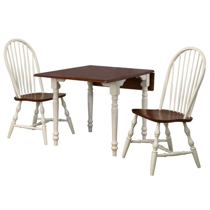 Sunset Trading -  Andrews  3 Piece 48in Rectangular Dining Set  Antique White with Distressed Chestnut Brown Spindleback Chairs - PK-ADW3448-C30-AW3P veiw 8