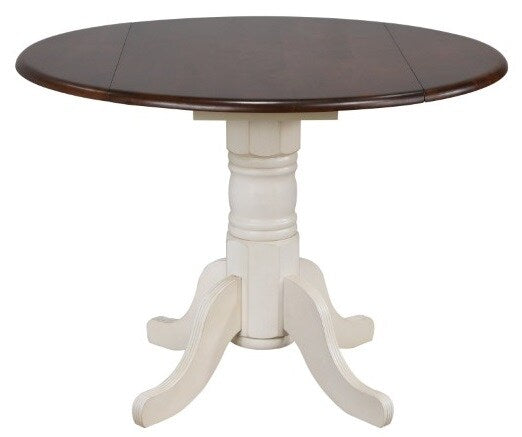 Sunset Trading - Andrews 42 Round Drop Leaf In Antique White With Chestnut Top - DLU-ADW4242-AW veiw 1