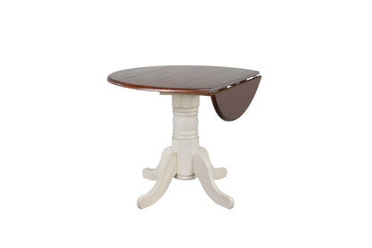 Sunset Trading - Andrews 42 Round Drop Leaf In Antique White With Chestnut Top - DLU-ADW4242-AW veiw 4