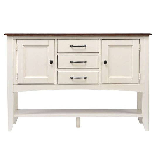 Sunset Trading - Andrews Sideboard with Large Display Shelf in Antique White and Chestnut Brown - DLU-ADW1122-SB-AW veiw 1