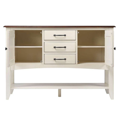 Sunset Trading - Andrews Sideboard with Large Display Shelf in Antique White and Chestnut Brown - DLU-ADW1122-SB-AW veiw 2
