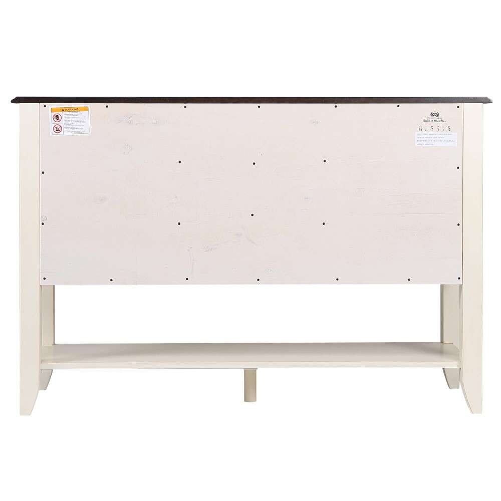 Sunset Trading - Andrews Sideboard with Large Display Shelf in Antique White and Chestnut Brown - DLU-ADW1122-SB-AW veiw 4