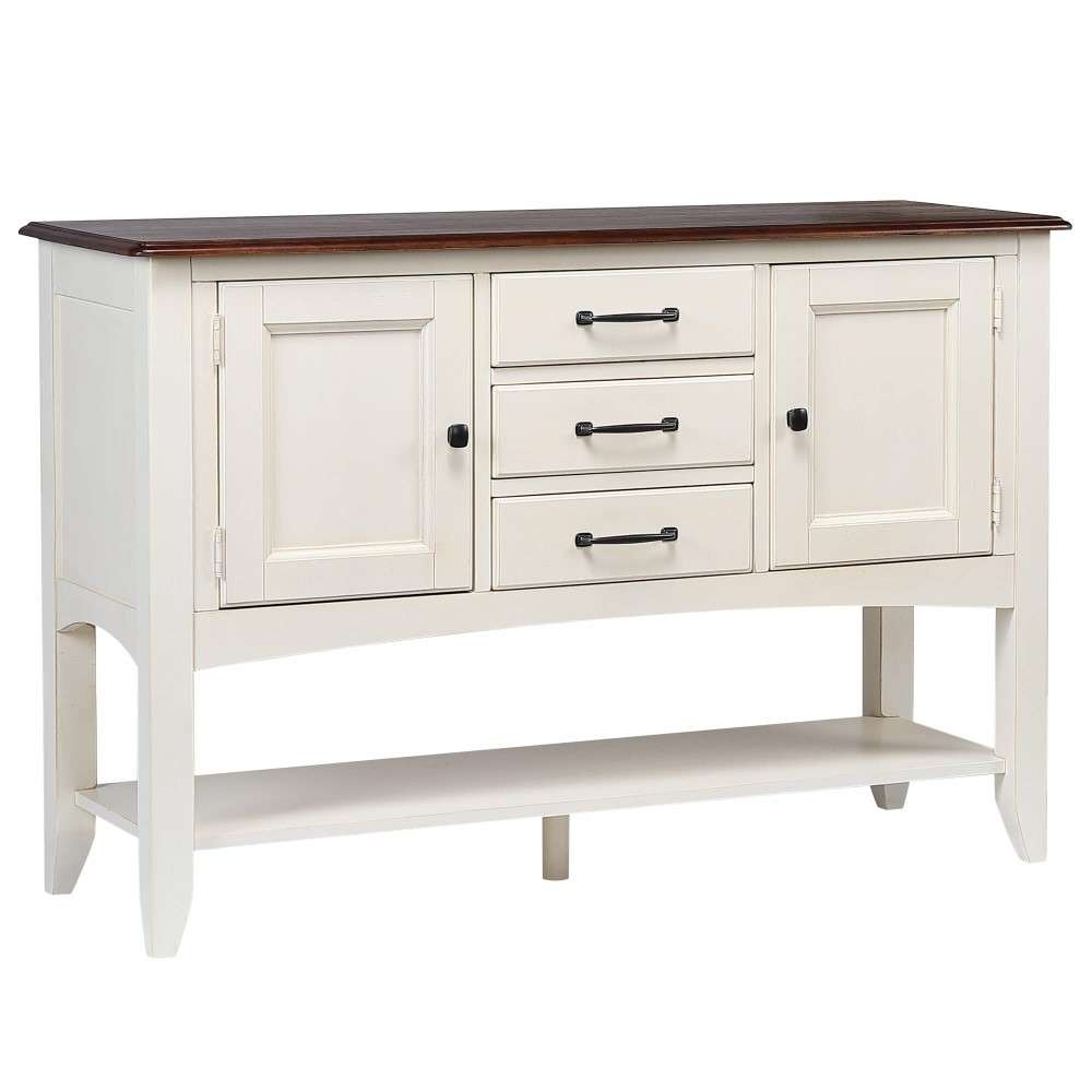Sunset Trading - Andrews Sideboard with Large Display Shelf in Antique White and Chestnut Brown - DLU-ADW1122-SB-AW veiw 6