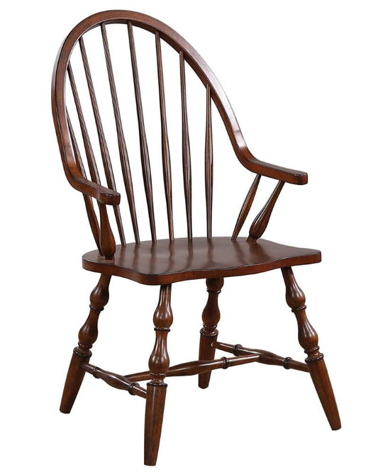 Sunset Trading - Andrews Windsor Dining Chair with Arms - Distressed Chestnut Brown- Seat - DLU-ADW-C30A-CT veiw 1