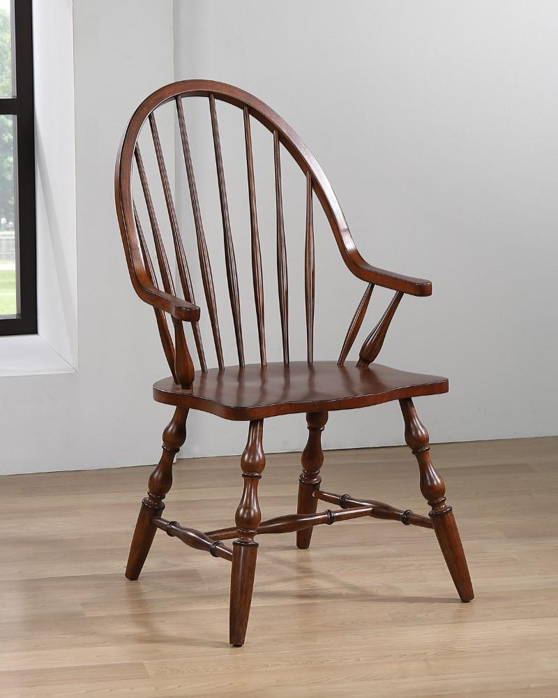 Sunset Trading - Andrews Windsor Dining Chair with Arms - Distressed Chestnut Brown- Seat - DLU-ADW-C30A-CT veiw 3