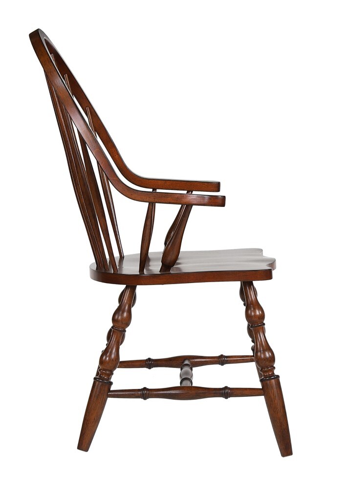 Sunset Trading - Andrews Windsor Dining Chair with Arms - Distressed Chestnut Brown- Seat - DLU-ADW-C30A-CT veiw 5