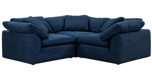 Sunset Trading - Contemporary Puff Collection 3PC L-Shape Sectional Sofa Navy Blue - SU-1458-49-3C veiw 1