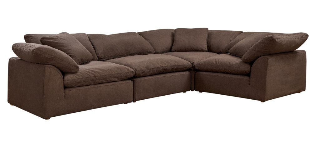 Sunset Trading - Contemporary Puff Collection 4PC L-Shaped Sectional Sofa Brown - SU-1458-88-3C-1A veiw 1