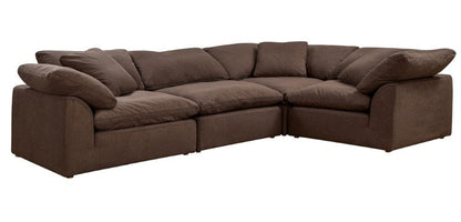 Sunset Trading - Contemporary Puff Collection 4PC L-Shaped Sectional Sofa Brown - SU-1458-88-3C-1A veiw 1