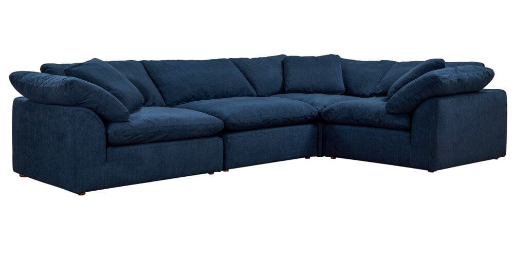 Sunset Trading - Contemporary Puff Collection 4PC L-Shaped Sectional Sofa Navy Blue - SU-1458-49-3C-1A veiw 1