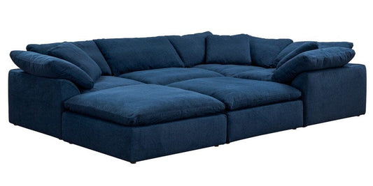 Sunset Trading - Contemporary Puff Collection 6PC Modular U-Shaped Pit Sectional Sofa Navy Blue - SU-1458-49-3C-1A-2O veiw 1