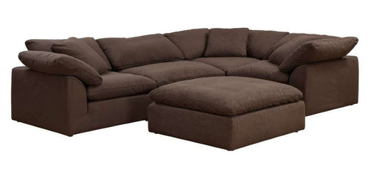 Sunset Trading - Contemporary Puff Collection Slipcover Only for 5PC 132in L-Shaped Sectional Sofa Brown - SU-1458SC-88-3C-1A-1O veiw 1
