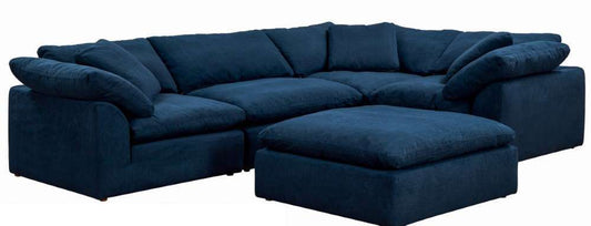 Sunset Trading - Contemporary Puff Collection Slipcover Only for 5PC 132in L-Shaped Sectional Sofa Navy Blue - SU-1458SC-49-3C-1A-1O veiw 1