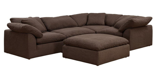 Sunset Trading - Contemporary Puff Collection 44in Square Slipcovered Sectional Modular Ottoman Brown - SU-145830-391088 veiw 2