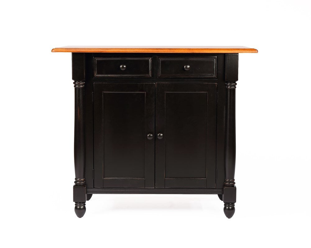 Sunset Trading - Black Cherry Selections Antique Black With Cherry Drop Leaf Kitchen Island With 2 Swivel Stools Breakfast Bar Drawers Storage - DLU-KI-4222-B24-BCH3PC veiw 3