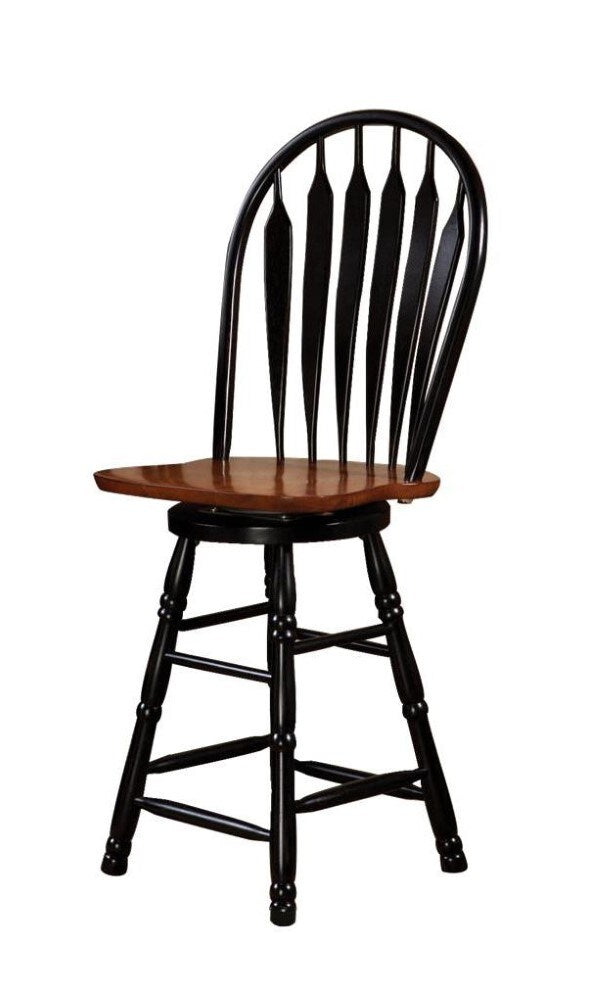 Sunset Trading - Black Cherry Selections Antique Black With Cherry Drop Leaf Kitchen Island With 2 Swivel Stools Breakfast Bar Drawers Storage - DLU-KI-4222-B24-BCH3PC veiw 6