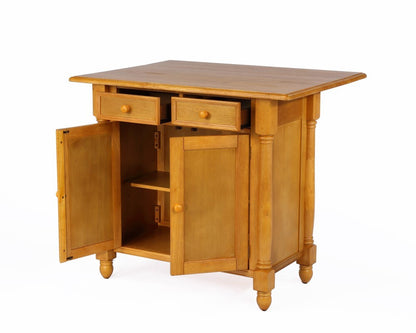 Sunset Trading - Light Oak Drop Leaf Kitchen Island With 2 Swivel Stools Breakfast Bar Drawers Storage - DLU-KI-4222-B24-LO3PC veiw 4