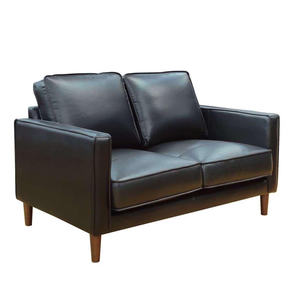 Sunset Trading - Prelude 55in Wide Black Top Grain Leather Loveseat Mid Century Modern Small Couch - SU-PR15070-80-200E veiw 1