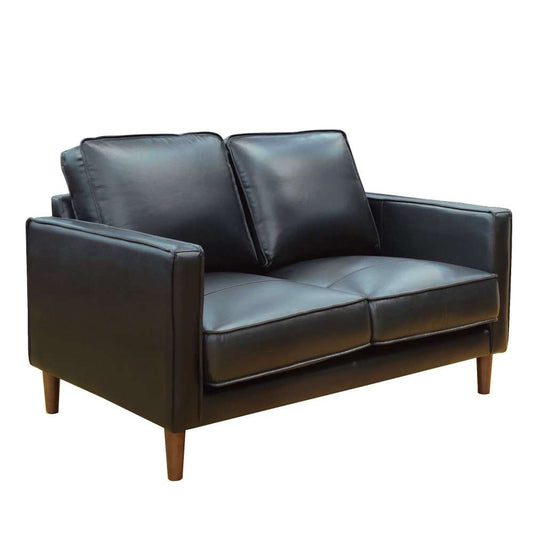 Sunset Trading - Prelude 55in Wide Black Top Grain Leather Loveseat Mid Century Modern Small Couch - SU-PR15070-80-200E veiw 1