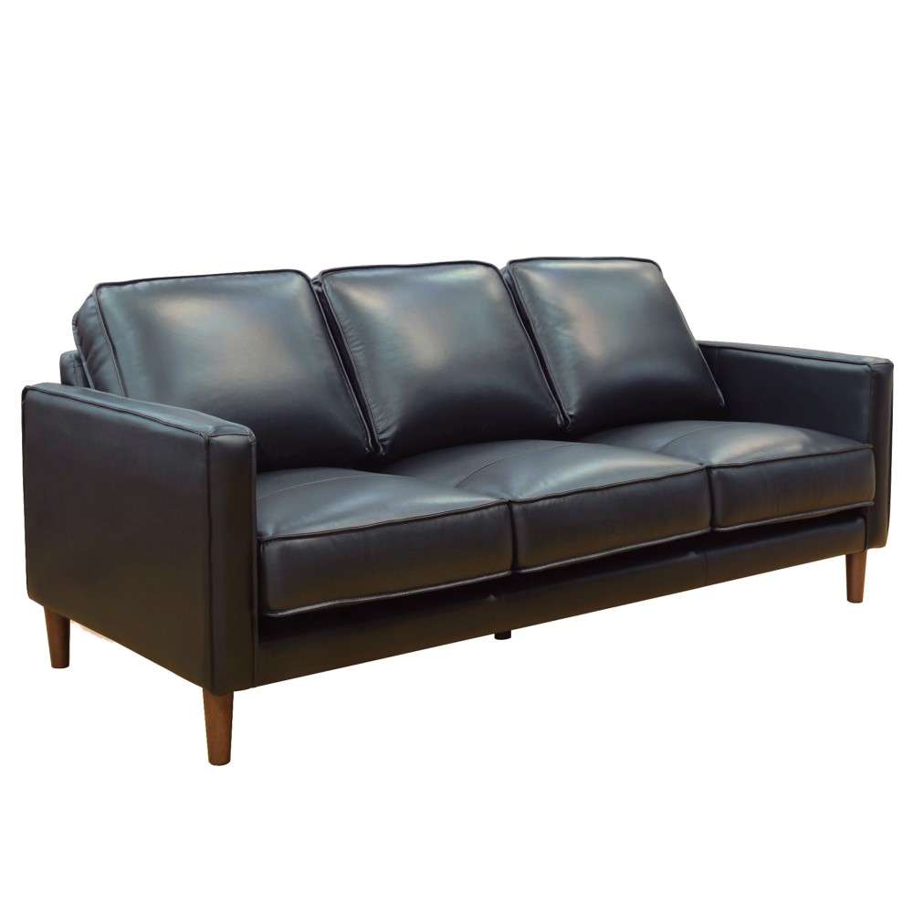 Sunset Trading - Prelude 79in Wide Black Top Grain Leather Sofa Mid Century Modern 3 Seater Couch - SU-PR15070-80-300E veiw 1