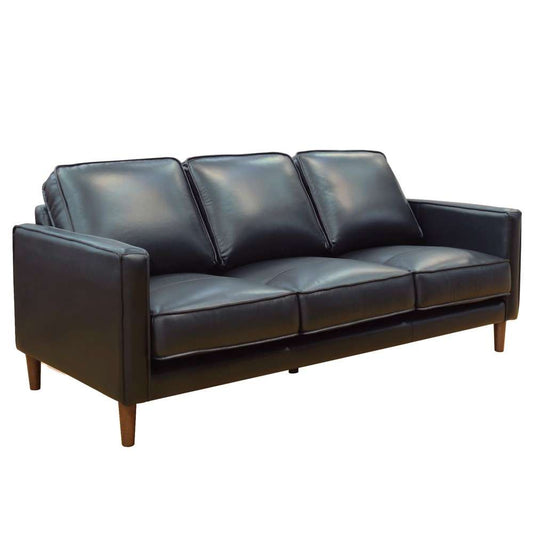 Sunset Trading - Prelude 79in Wide Black Top Grain Leather Sofa Mid Century Modern 3 Seater Couch - SU-PR15070-80-300E veiw 1