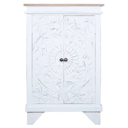 Sunset Trading -  Shabby Chic Cottage  Carved Accent Cabinet Distressed White/Driftwood Brown - CC-CAB236TLD-WWDW veiw 2