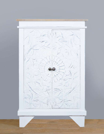 Sunset Trading -  Shabby Chic Cottage  Carved Accent Cabinet Distressed White/Driftwood Brown - CC-CAB236TLD-WWDW veiw 4