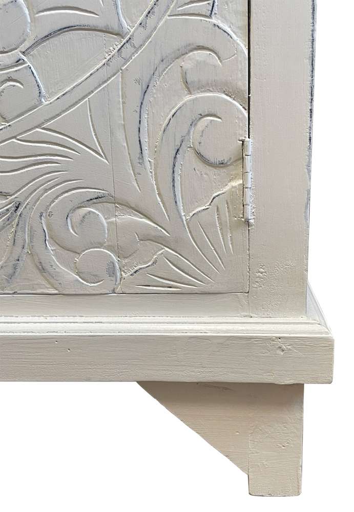 Sunset Trading -  Shabby Chic Cottage  Carved Accent Cabinet Distressed White/Driftwood Brown - CC-CAB236TLD-WWDW veiw 6