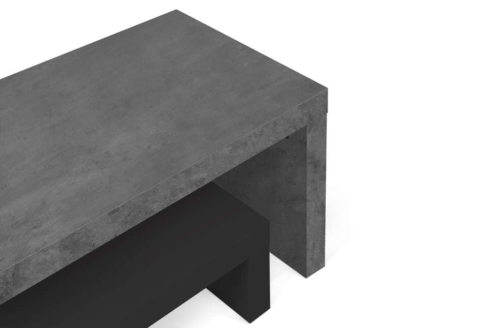TEMAHOME - Cliff Tv Bench 120 - 120 in Concrete Look / Pure Black - 9000639579 veiw 3