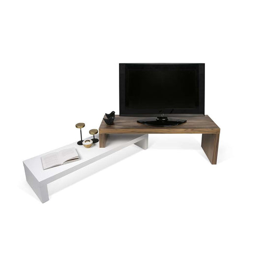 TEMAHOME - Cliff Tv Bench 120 - 120 in Pure White / Walnut - 9003638251 veiw 2