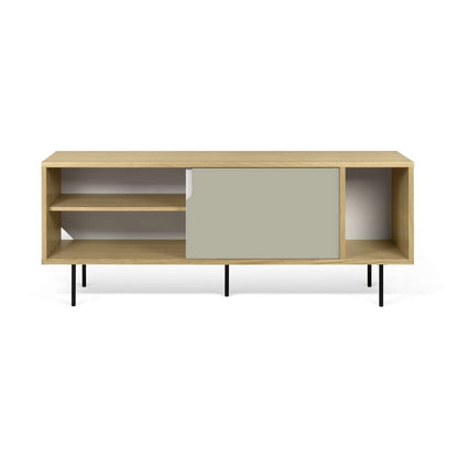 TEMAHOME - Dann 165 Sideboard with Steel Legs in Oak Frame, Pure White/Matte Grey Doors, Black Lacquered Steel Feet - 9500400513 veiw 2