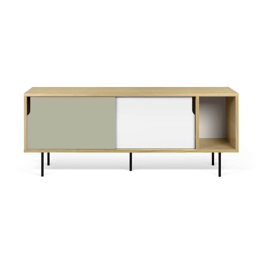 TEMAHOME - Dann 165 Sideboard with Steel Legs in Oak Frame, Pure White/Matte Grey Doors, Black Lacquered Steel Feet - 9500400513 veiw 3