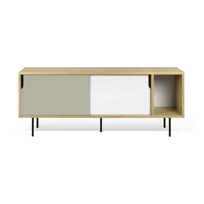 TEMAHOME - Dann 165 Sideboard with Steel Legs in Oak Frame, Pure White/Matte Grey Doors, Black Lacquered Steel Feet - 9500400513 veiw 3