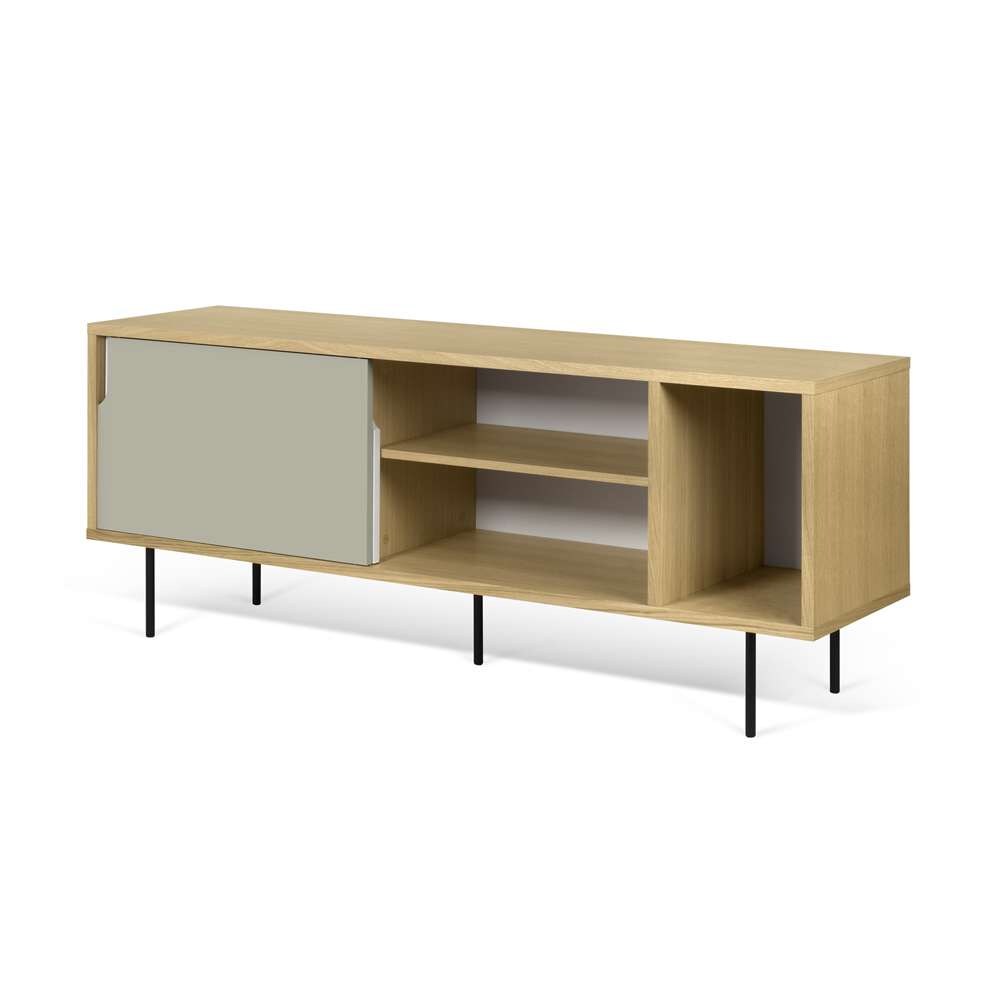 TEMAHOME - Dann 165 Sideboard with Steel Legs in Oak Frame, Pure White/Matte Grey Doors, Black Lacquered Steel Feet - 9500400513 veiw 4