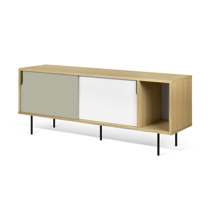 TEMAHOME - Dann 165 Sideboard with Steel Legs in Oak Frame, Pure White/Matte Grey Doors, Black Lacquered Steel Feet - 9500400513 veiw 5